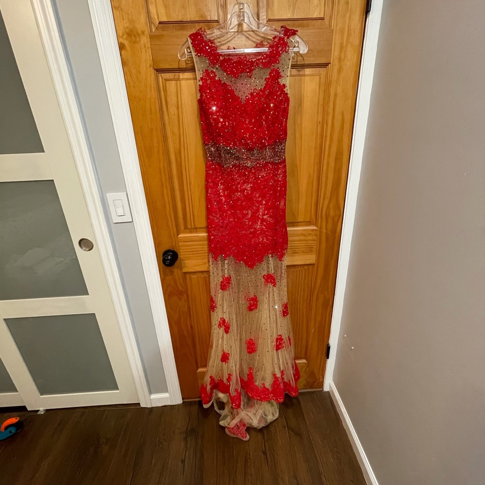 Red  lace formal gown
